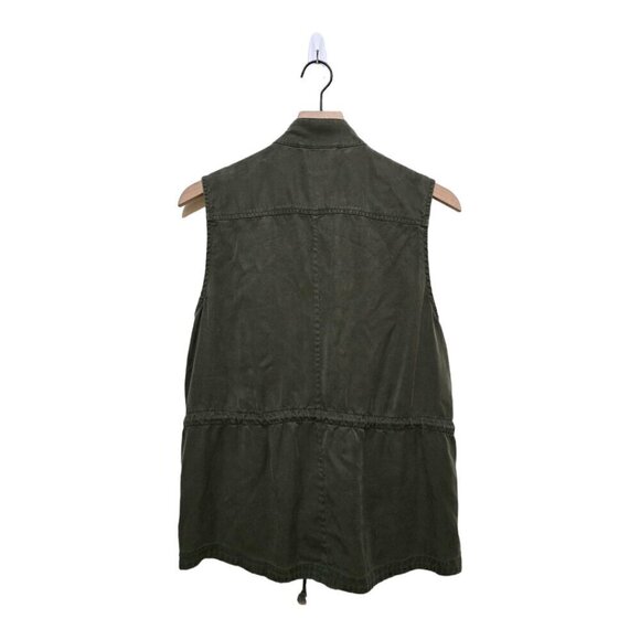 Lucky Brand Olive Sleeveless Cinched Waist Gorpcore Utility Vest Sz S - Picture 5 of 10
